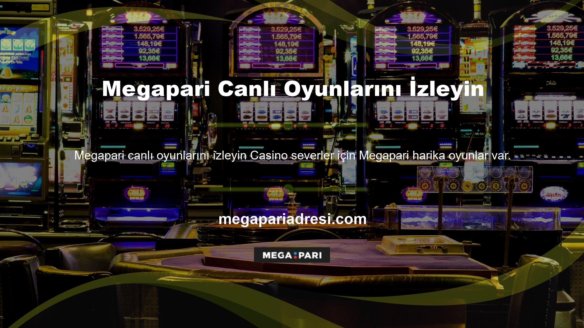 Megapari Casino bölümü, slot ve diğer otomatik oyunları oynamanıza izin verir